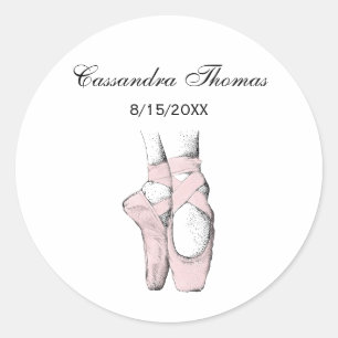 Sticker Rond Pieds de Ballerina sur la pointe #1 Lt Rose