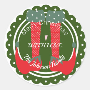 Sticker Rond Pieds de lutin de Noël Talons Fête de fin d'année