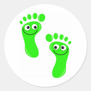 Sticker Rond Pieds verts heureux