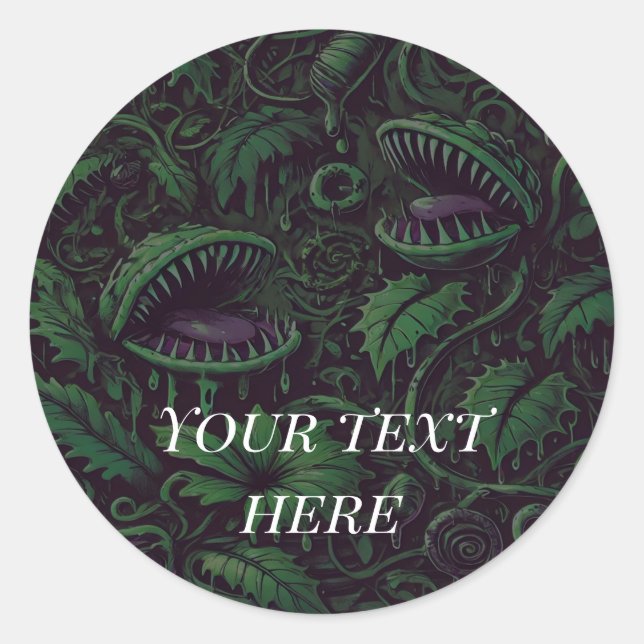 Sticker Rond Piège de Vénus Fête d'Halloween au slime vert  (Devant)