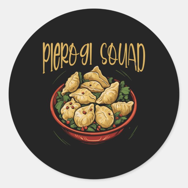 Sticker Rond Pierogi Maker Polonais Pierogies Pologne Pierogi C (Devant)