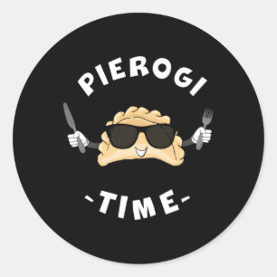 Sticker Rond Pierogi Time Pierogi avec lunettes de soleil Polog