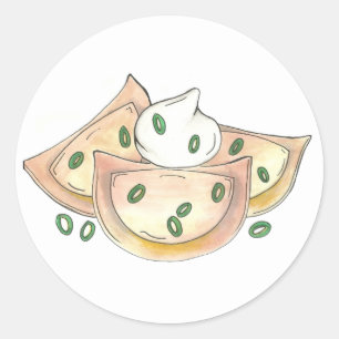 Sticker Rond Piérogies Cuisine polonaise Pommes de terre Plante