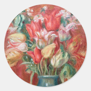 Sticker Rond Pierre-Auguste Renoir - Bouquet de tulipes