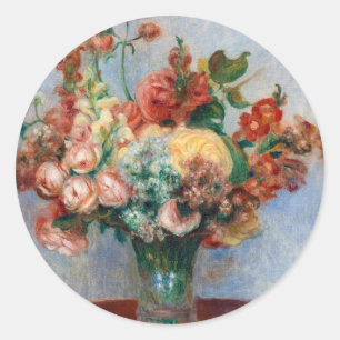 Sticker Rond Pierre-Auguste Renoir - Fleurs dans un Vase