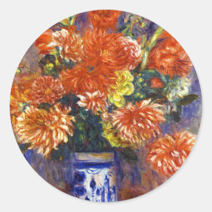Sticker Rond Pierre Auguste Renoir Gladiolas et Dahlias