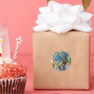 Sticker Rond Pierre blanche bleue