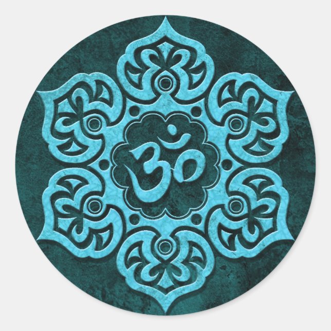 Sticker Rond Pierre Bleue Om Floral (Devant)