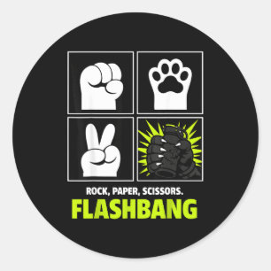 Sticker Rond Pierre feuille ciseaux flashbang drôle pattes de c