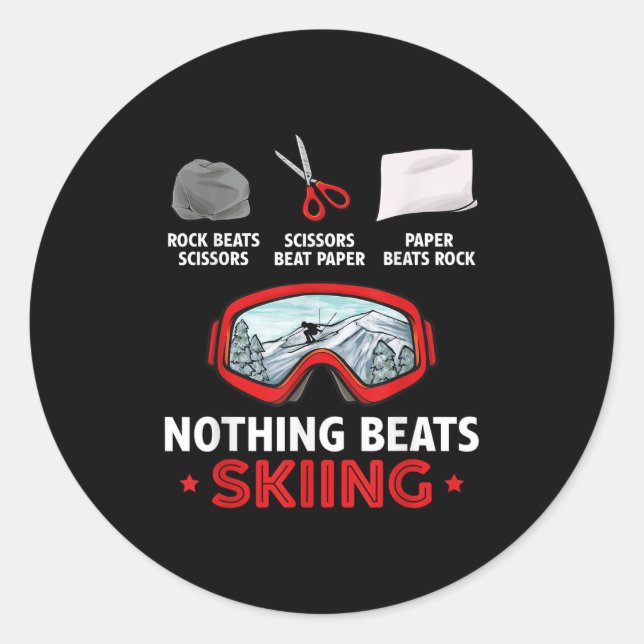 Sticker Rond Pierre Feuille Ciseaux Rien Ne Bat Le Ski  (Devant)