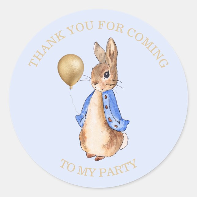 Sticker Rond Pierre le lapin pastel bleu arrière - plan (Devant)