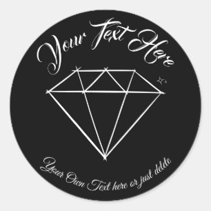 Sticker Rond Pierre précieuse noire. Modèle de cadeau de bijout