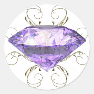 Sticker Rond Pierre précieuse violette, violette
