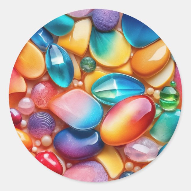 Sticker Rond Pierres polies colorées (Devant)