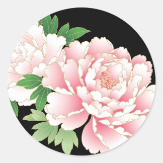Sticker Rond Pies roses Japonais Floral Kimono