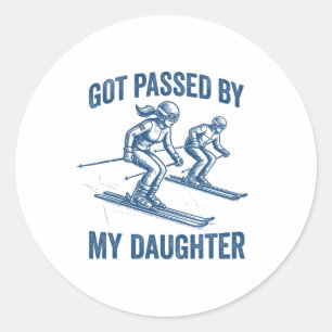 Sticker Rond Piétiné par ma fille Skieur Cadeaux Hommes et Femm