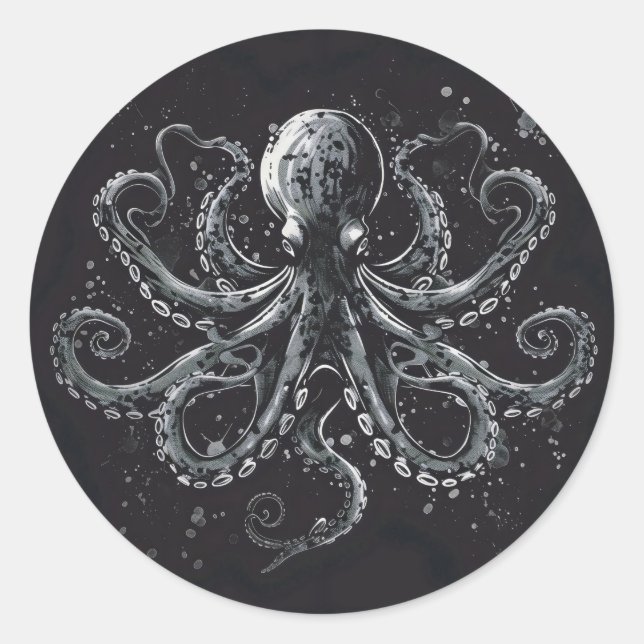 Sticker Rond Pieuvre à Rock Incroyable (Devant)