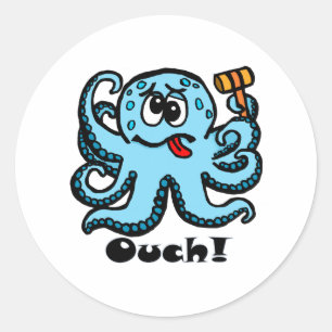 Sticker Rond Pieuvre de Bonk, ouch