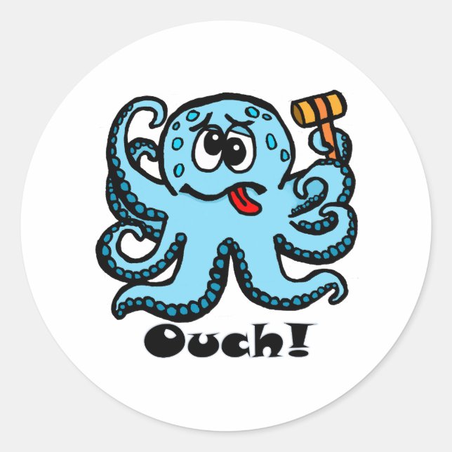 Sticker Rond Pieuvre de Bonk, ouch (Devant)