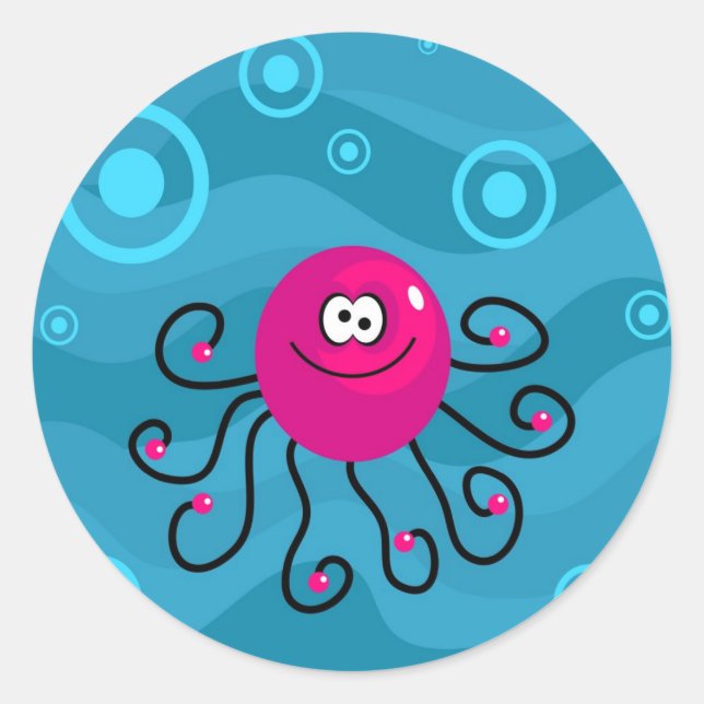 Sticker Rond Pieuvre funky (Devant)