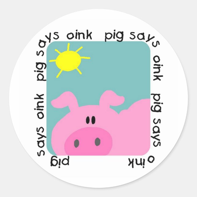 Sticker Rond Pig dit T-shirts et cadeaux roses (Devant)