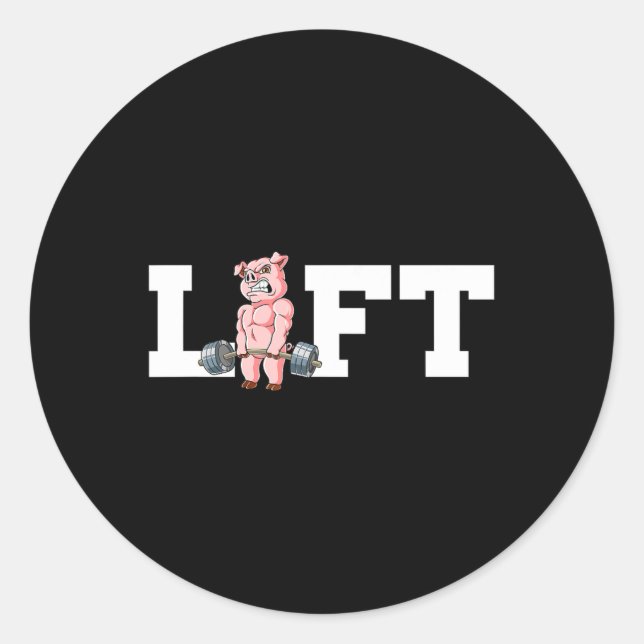 Sticker Rond Pig Gym Entraînement Poids Ascenseur (Devant)