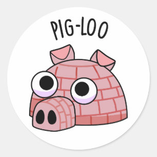 Sticker Rond Pig-loo Drôle de Pun Igloo