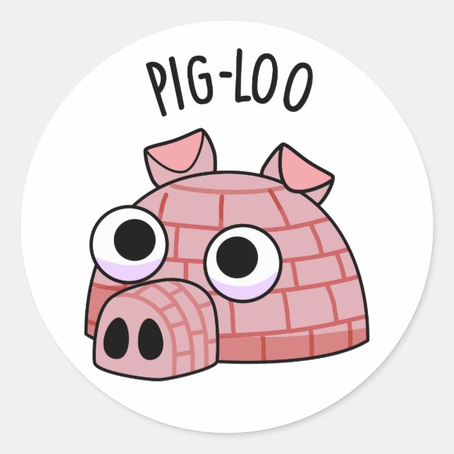 Sticker Rond Pig-loo Drôle de Pun Igloo  (Devant)