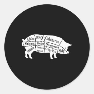 Sticker Rond Pig Parts Filipino Food Bbq Pinoy Adobo Funny Porc