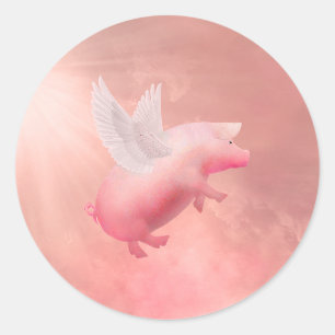 Sticker Rond Pig volant