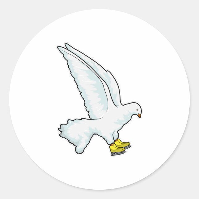 Sticker Rond Pigeon Patinage sur glace Patins sur glace (Devant)