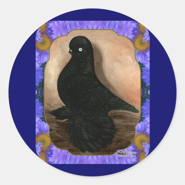 Sticker Rond Pigeon Tumbler Déformé (Devant)