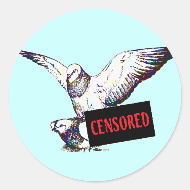 Sticker Rond Pigeons Mating : Censuré ! (Devant)