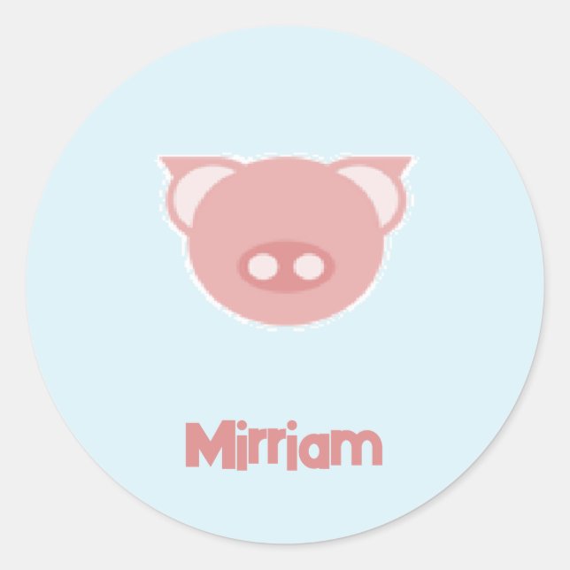 Sticker Rond Piglet rose monogramme en bleu (Devant)