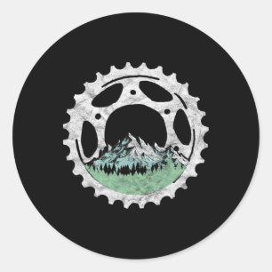Sticker Rond Pignon de vélo et arbres de vélo de montagne Vinta