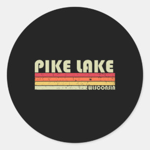 Sticker Rond Pike Lake Wisconsin Drôle de pêche Camping été G