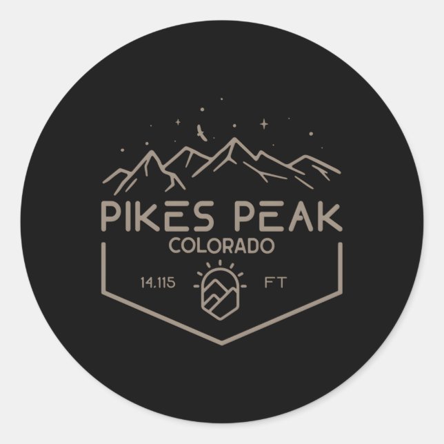 Sticker Rond Pikes Peak 4115 Pieds Colorado (Devant)