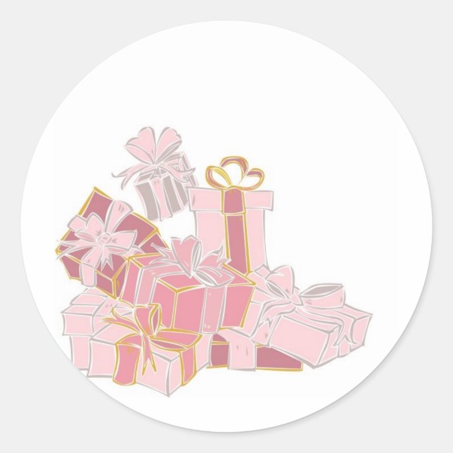 Sticker Rond Pile cadeau Mariage rose (Devant)