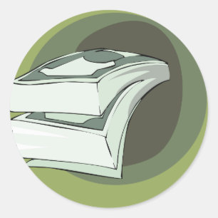 Sticker Rond Pile d'Argent Espèces Billets Verts