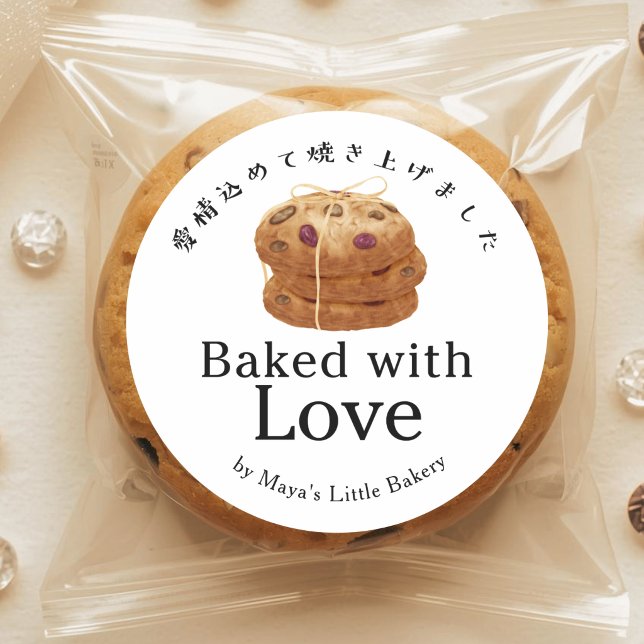 Sticker Rond Pile de biscuits rustiques cuits avec amour (Créateur téléchargé)