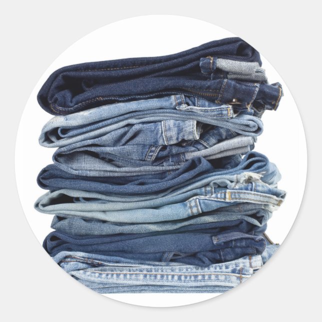 Sticker Rond Pile de jean bleu (Devant)