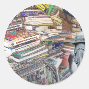 Sticker Rond Pile de livres