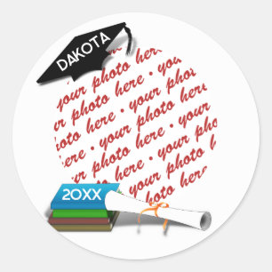 Sticker Rond Pile de livres de Casquette de deuxième année - Di