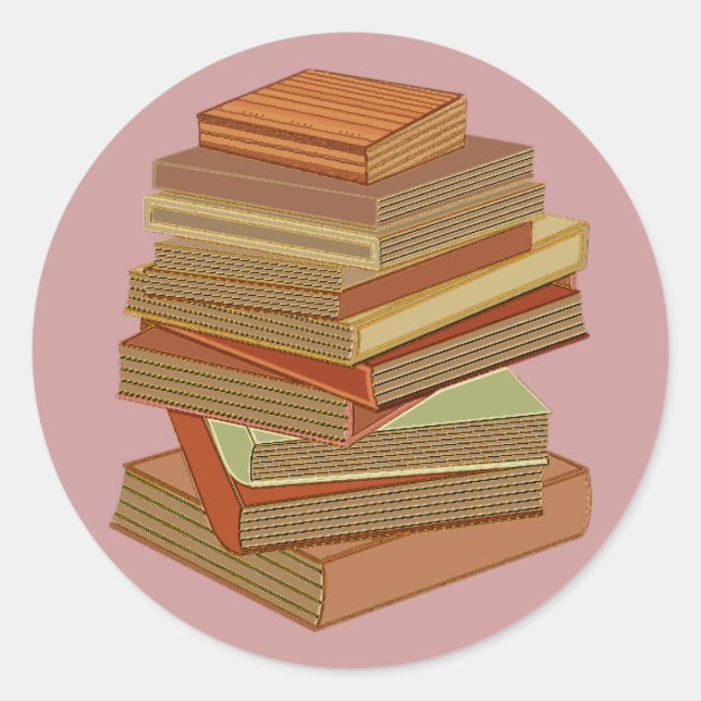 Sticker Rond Pile De Livres - Pastel (Devant)