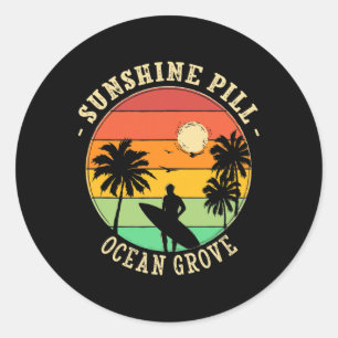 Sticker Rond Pill Sunshine Océan Grove Été Nouveau Jersey Tropi