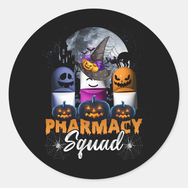 Sticker Rond Pills de sorcière Pharmacy Pharmacist Squad Hallow (Devant)