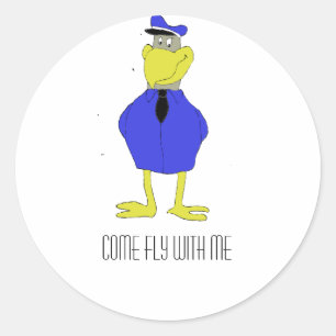 Sticker Rond Pilote d'avion Cartoon Eagle