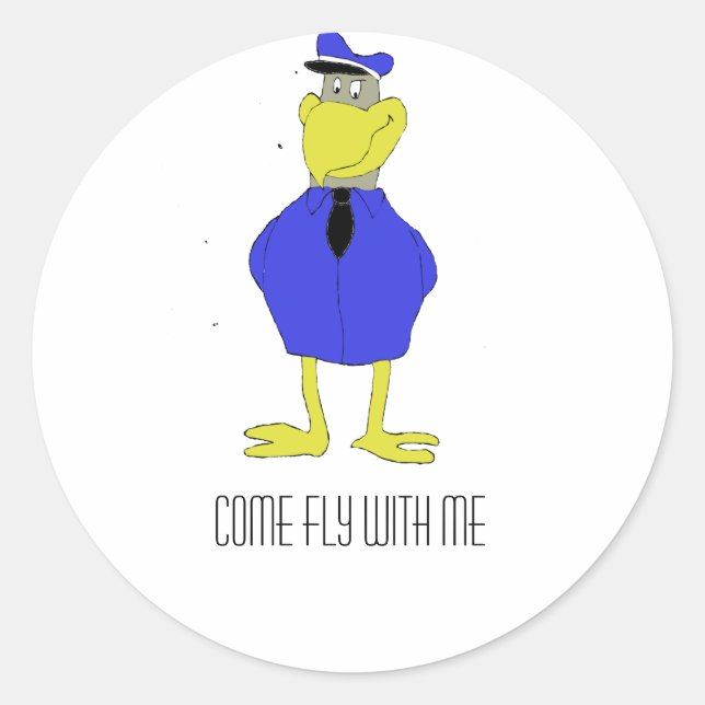 Sticker Rond Pilote d'avion Cartoon Eagle (Devant)