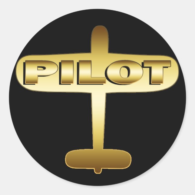 STICKER ROND PILOTE D'AVION D'OR (Devant)