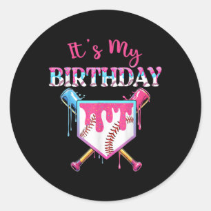 Sticker Rond Pilote de baseball Anniversaire Fille Amusante Ann